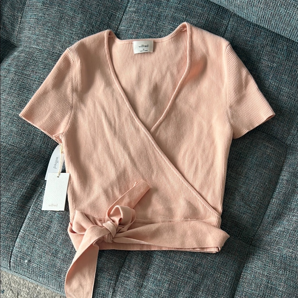 Wilfred Pink Wrap Tie Front Blouse